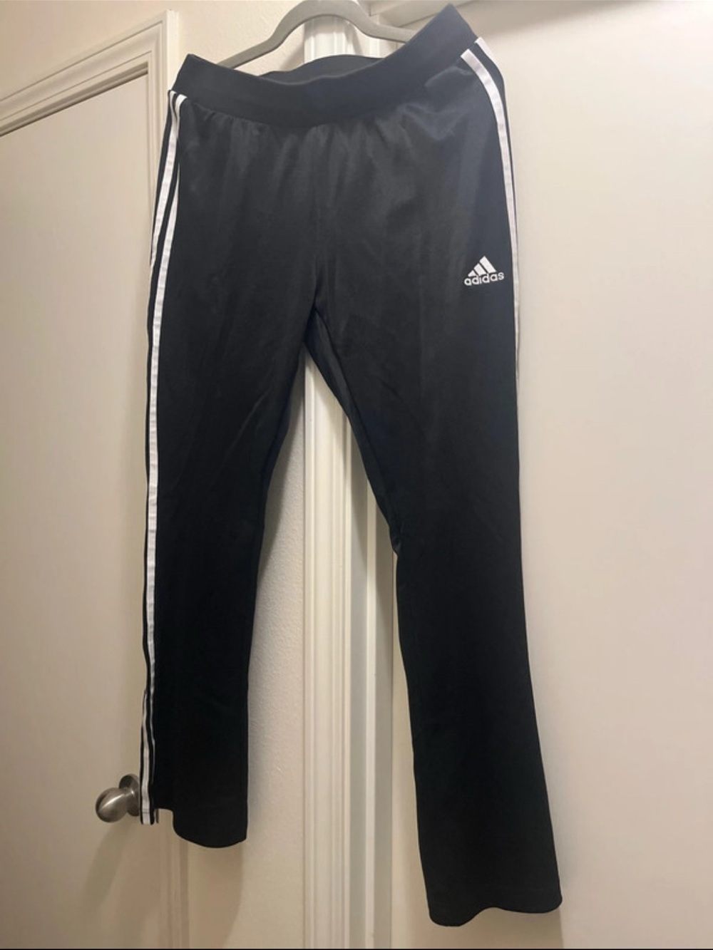 Adidas Black Track Pants with White Side Stripes